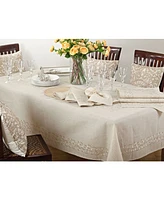 Saro Lifestyle Embroidered Swirl Design Linen Blend Runner