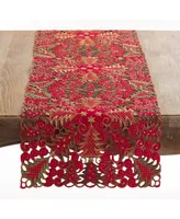 Saro Lifestyle Panettone Collection Holiday Christmas Tree Cutwork Table Runner