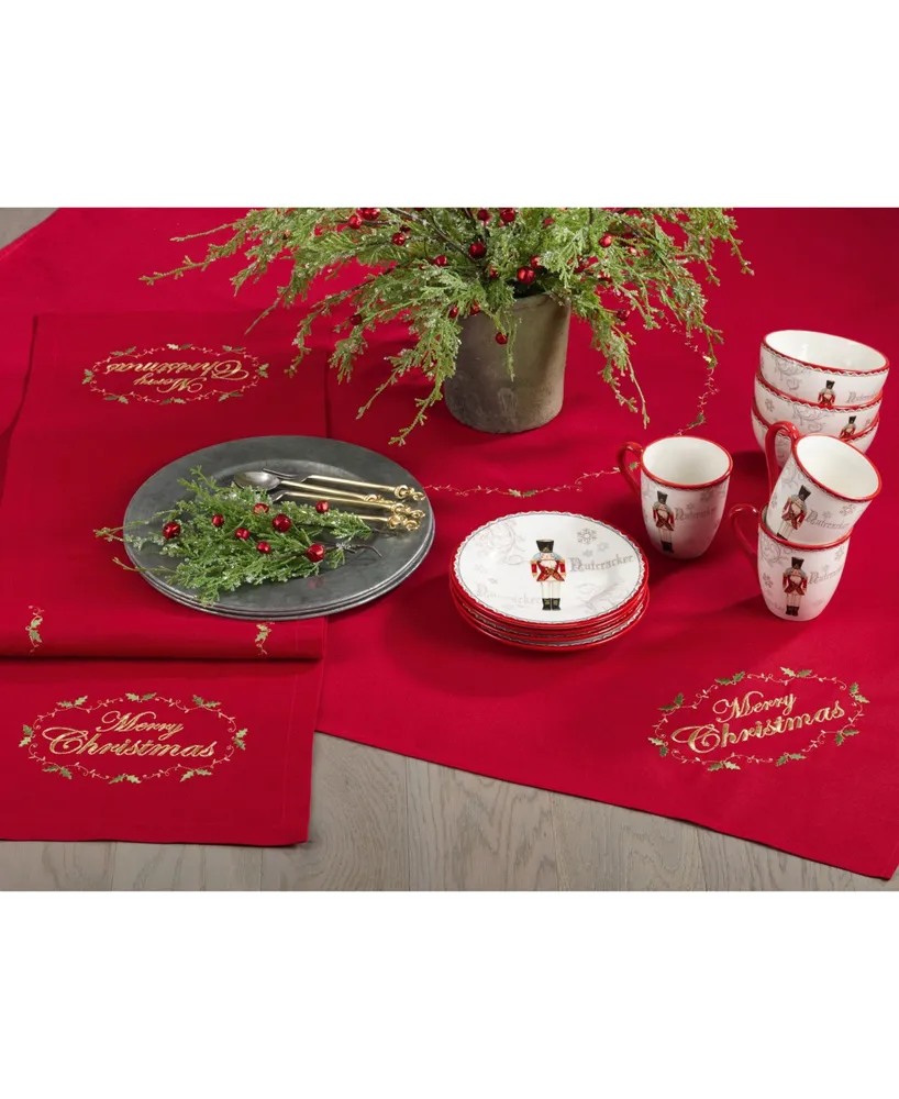 Saro Lifestyle Merry Christmas Embroidered Holiday Table Runner