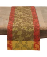 Saro Lifestyle Fall Maple Leaf Damask Cotton Table Runner