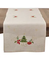 Saro Lifestyle Embroidered Christmas Tree Table Runner