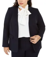 Bar Iii Trendy Plus Size Open Front Blazer Tie Neck Blouse Ankle Pants Created For Macys