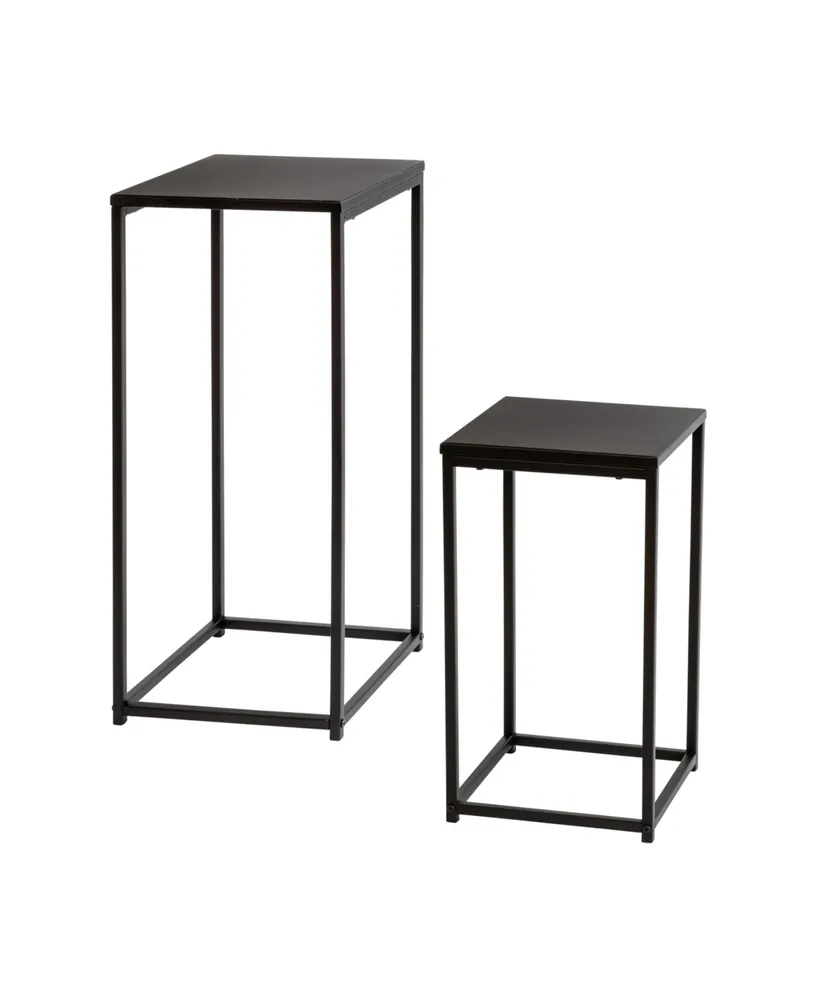 Honey Can Do Set of 2 Square Black Side Tables