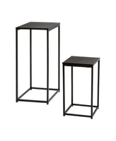 Honey Can Do Set of 2 Square Black Side Tables