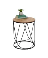 Honey Can Do Round Side Table With Natural Top