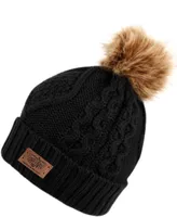 Angela & William Faux Fur Pom Beanie with Fleece Lining