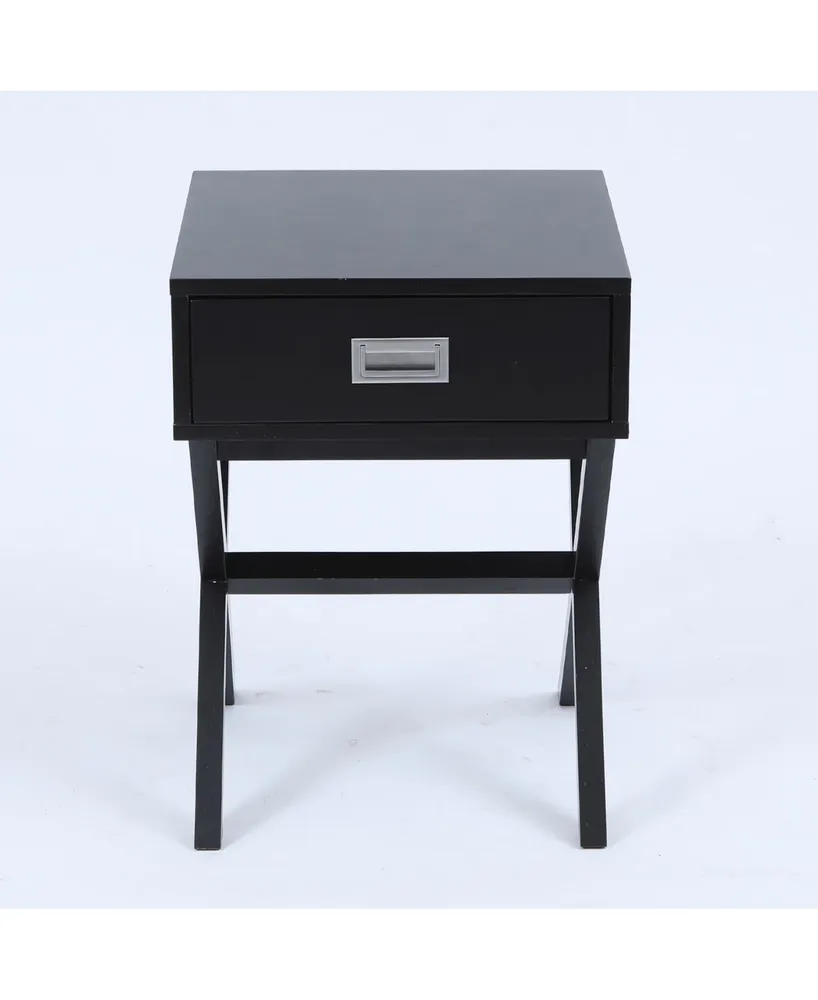 Luxen Home X-Leg Accent End Table With Storage