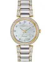 Citizen Eco-Drive Women's Silhouette Crystal Two-Tone Stainless Steel Bracelet Watch 28mm