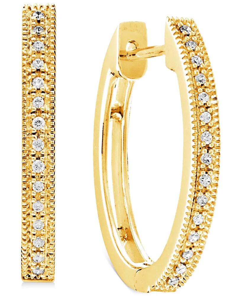 Diamond Small Migrain Hoop Earrings (1/10 ct. t.w.) in 10k Gold, 0.75"