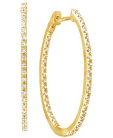 Diamond Medium In & Out Hoop Earrings (1/4 ct. t.w.) in 14k Gold-Plated Sterling Silver, 1.1"