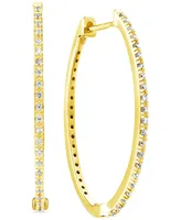 Diamond Small Skinny Hoop Earrings (1/6 ct. t.w.) in 14k Gold-Plated Sterling Silver, 0.75"