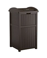Suncast Trash Hideaway Outdoor Patio 33 Gallon Garbage Waste Trash Can Bin