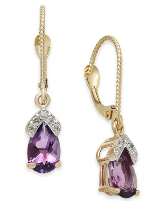 Amethyst (1-5/8 ct. t.w.) & Diamond Drop Earrings in 14k Rose Gold