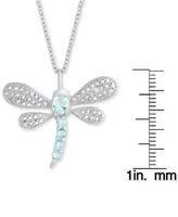 Blue Topaz (3/4 ct. t.w.) & Diamond Accent Dragonfly 18" Pendant Necklace in Sterling Silver