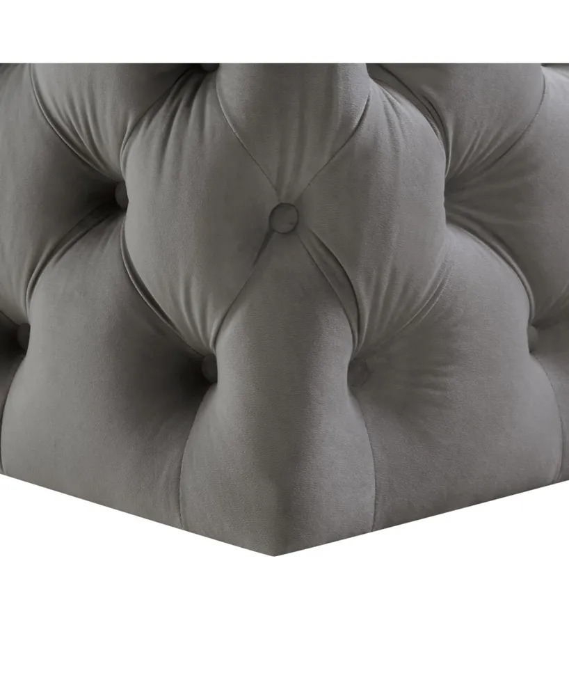 Inspired Home Madeline Upholstered Tufted Allover Square Cocktail Ottoman