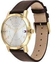 Tommy Hilfiger Men's Brown Leather Strap Watch 42mm, Created for Macy's