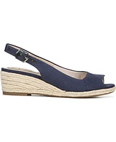 LifeStride Women's Socialite Peep Toe Slingback Espadrille Wedge Sandals