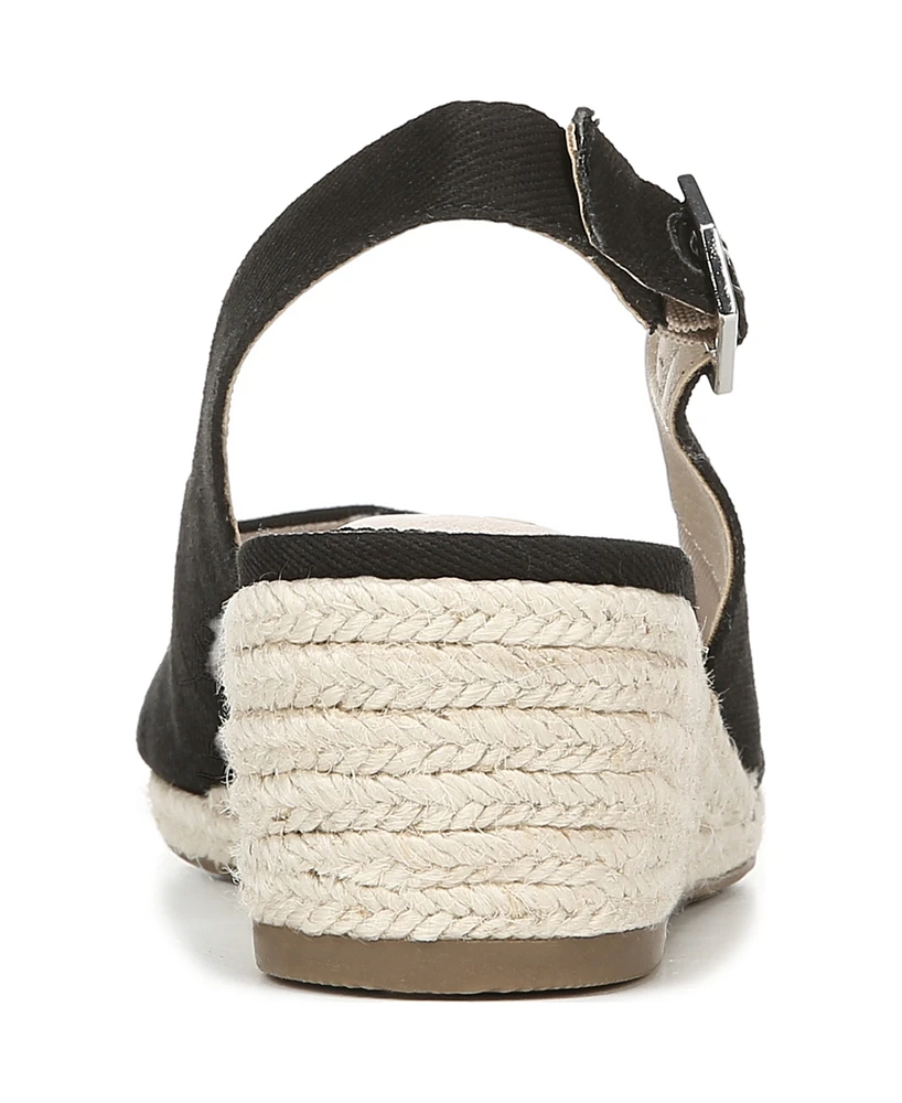 LifeStride Women's Socialite Peep Toe Slingback Espadrille Wedge Sandals