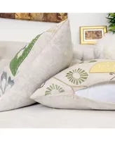 Homey Cozy Linda Embroidered Linen Square Decorative Throw Pillow