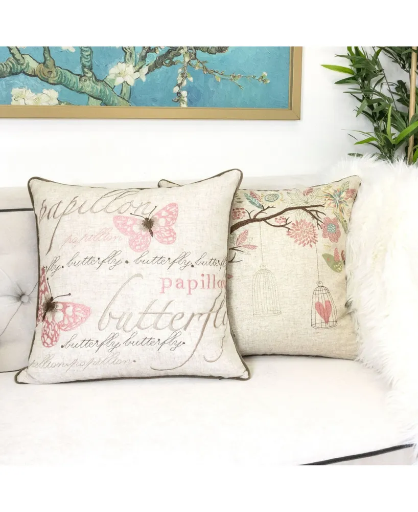 Homey Cozy Rose Embroidery Square Decorative Throw Pillow