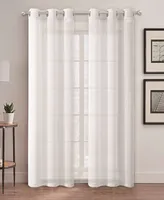 Au Natural 38" x 84" Canvas Mesh Semi-Sheer Curtain Set