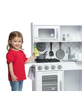 Melissa Doug Wooden Chef's Pretend Play Toy Kitchen With "Ice" Cube Dispenser – Cloud White