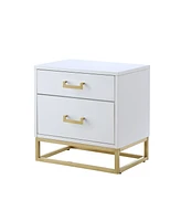 Nicole Miller Emiliana 2-Drawer High Gloss Nightstand with Metal Base