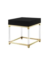 Inspired Home Casandra High Gloss End Table with Acrylic Legs and Metal Base