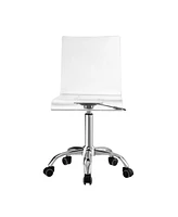 Inspired Home Casandra Clear Acrylic Chair with Metal Base and Casters