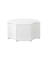 Nicole Miller Fiorella Upholstered Octagon Cocktail Ottoman with Nailhead Trim