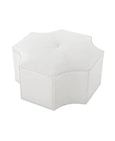 Nicole Miller Fiorella Upholstered Octagon Cocktail Ottoman with Nailhead Trim