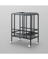 Inspired Home Ron Serving Bar Cart with Metal Frame and Casters