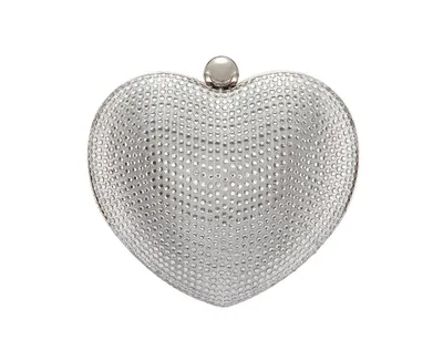 Nina Amorie Crystal Embellished Heart Minaudiere Clutch