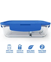 Bentgo Large Divided Glass Food Storage Container, Blue