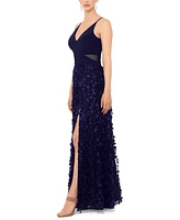 Xscape Petite Sleeveless Floral-Textured Gown