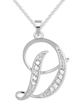 Diamond D Initial 18" Pendant Necklace (1/10 ct. t.w.) in Sterling Silver