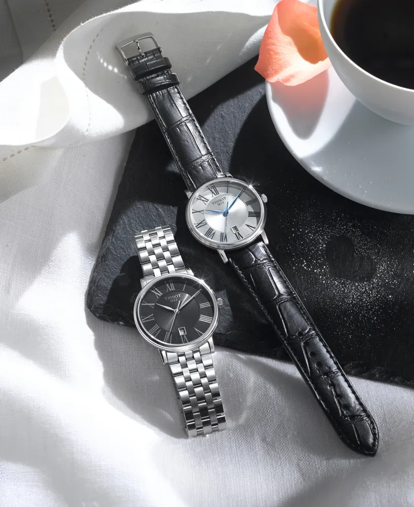 Tissot Men's Swiss Carson Premium Black Leather Strap Watch 40mm