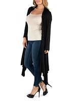 24Seven Comfort Apparel Long Sleeve Knee Length Open Plus Cardigan