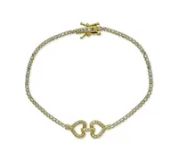 Giani Bernini Cubic Zirconia Double Heart Tennis Bracelet in Sterling Silver, Created for Macy's