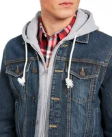 Sun + Stone Men's Reeves Trucker Hooded Denim Jacket, Created for Macy's