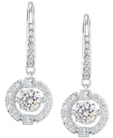 Swarovski Silver-Tone Caged Crystal Drop Earrings