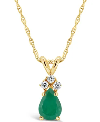 Ruby (/ ct. t.w.) and Diamond Accent Pendant Necklace 14k Yellow Gold (Also Sapphire & Emerald