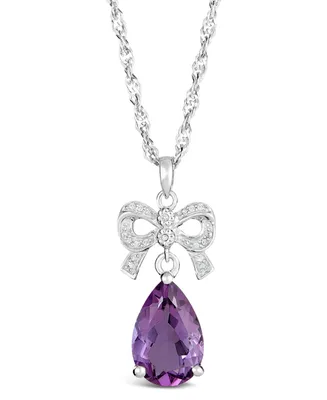 Amethyst (5 ct. t.w.) and Diamond (1/10 Pendant Necklace Sterling Silver. Available Pink Topaz (6-3/4