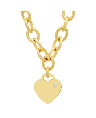 Steeltime Ladies Stainless Steel 18K Gold Plated Heart Charm Necklace - Gold