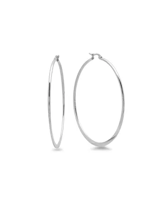 Steeltime Stainless Steel Hoop Earrings - Silver