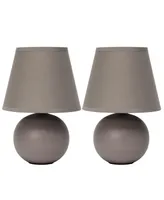 Simple Designs Mini Ceramic Globe Table Lamp 2 Pack Set