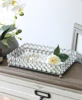 Elegant Designs Elipse Crystal Decorative Mirrored Jewelry or Makeup Vanity Organizer Tray