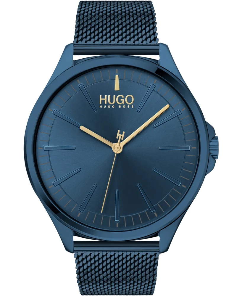 Hugo Boss Men's #Smash Blue Stainless Steel Mesh Bracelet Watch 43mm