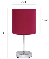 Simple Designs Chrome Mini Basic Table Lamp with Fabric Shade 2 Pack Set