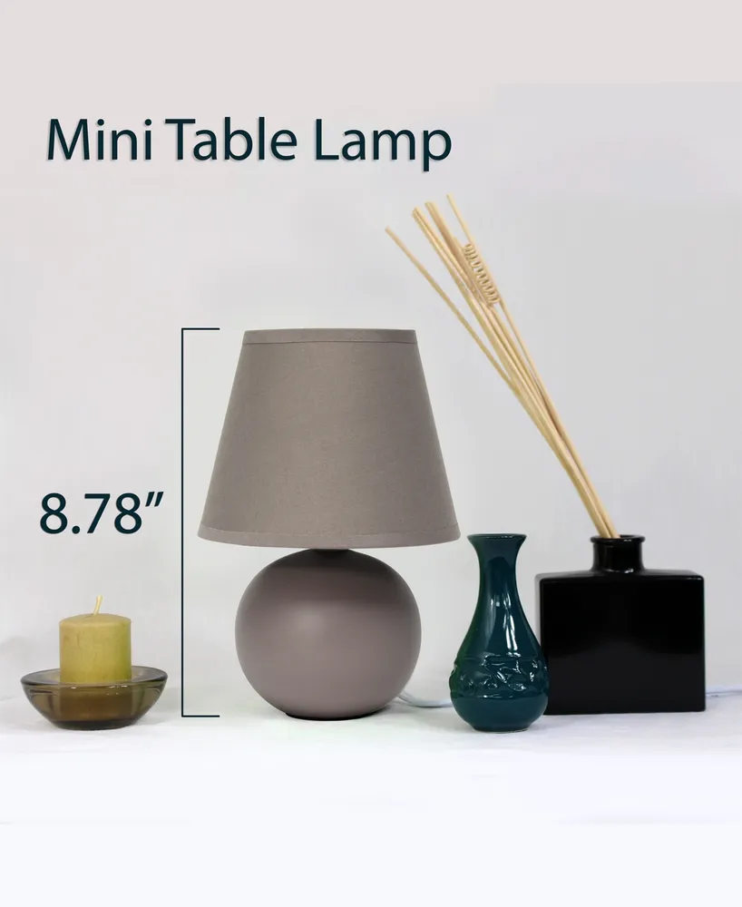 Simple Designs Mini Ceramic Globe Table Lamp 2 Pack Set